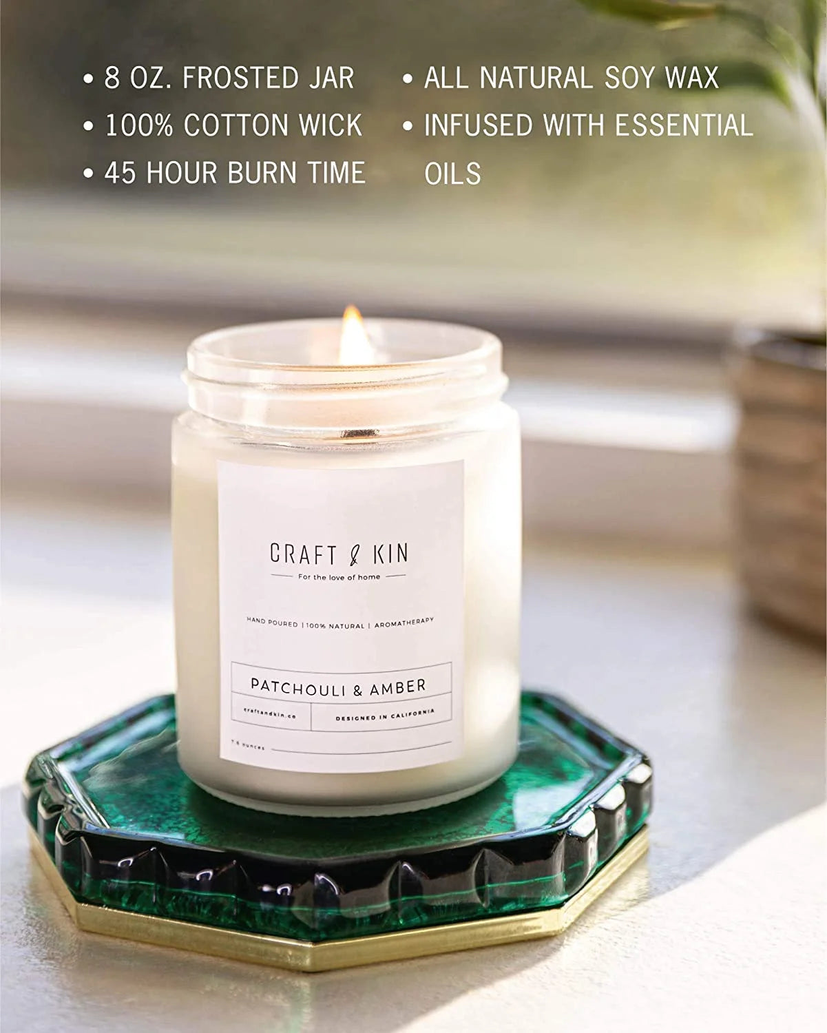Indulge Your Senses with Patchouli & Amber Aromatherapy Soy Candles - 8 Oz
