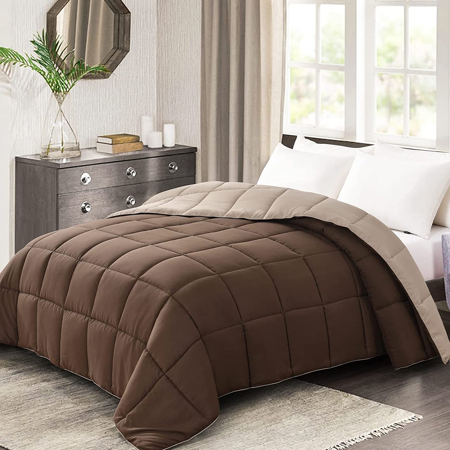 Comforter King Size - Teal Duvet Insert down Alternative Bed King Comforter, Lightweight Bedding Comforters Quilted Soft All Season Reversible Teal/Ivory