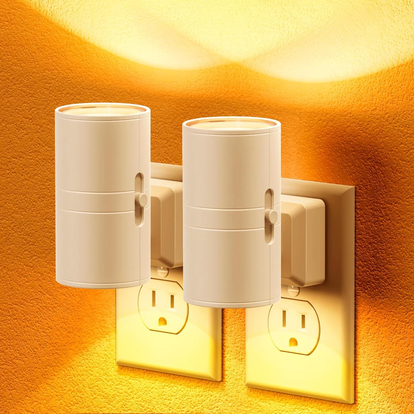 Night Lights Plug into Wall, Dimmable Night Light Plug In, Modern Night Lights with Dusk to Dawn Light Sensor, Soft White 3000K, 0-100LM Adjustable Brightness Nightlight for Hallway Bedroom, 2 Pack