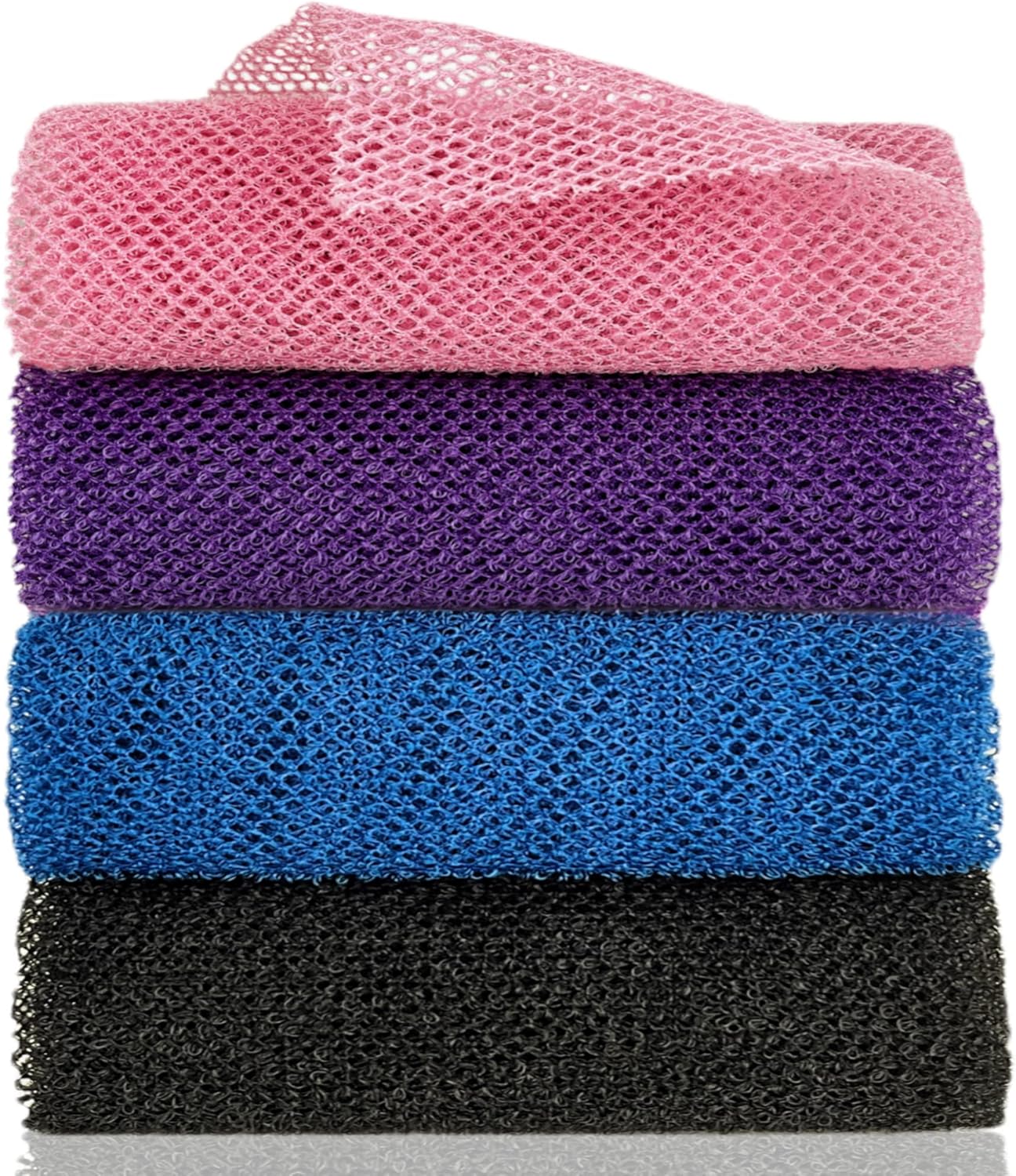 African Exfoliating Net, 4 Pieces African Net Sponge, Nylon African Bath Sponge Net, African Net Long Net Bath Sponge Shower Body Scrubber