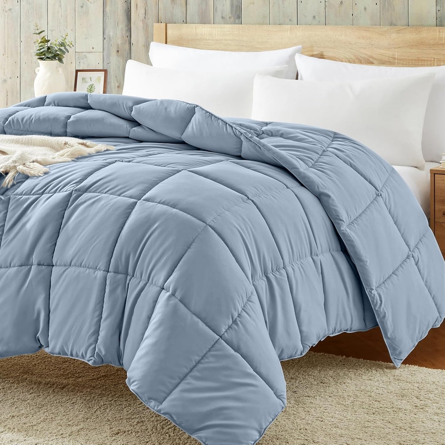 Comforter King Size - Teal Duvet Insert down Alternative Bed King Comforter, Lightweight Bedding Comforters Quilted Soft All Season Reversible Teal/Ivory