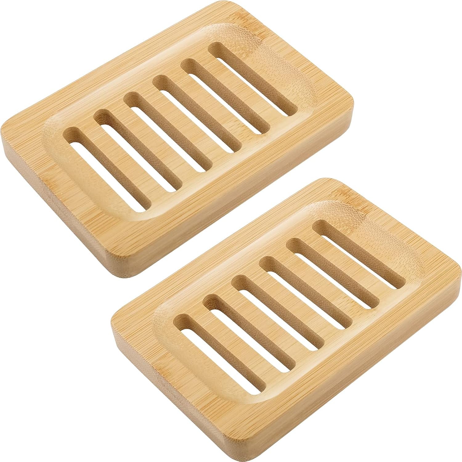 Wooden Soap Dish Hand Crafted Rectangular Sink Drainer for Soap, Sponges and More (1 Pack)