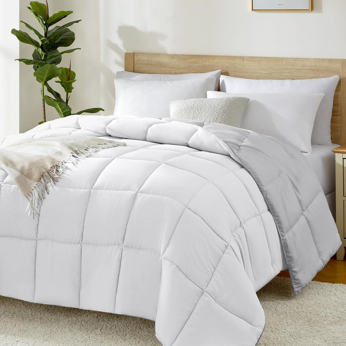 Comforter King Size - Teal Duvet Insert down Alternative Bed King Comforter, Lightweight Bedding Comforters Quilted Soft All Season Reversible Teal/Ivory