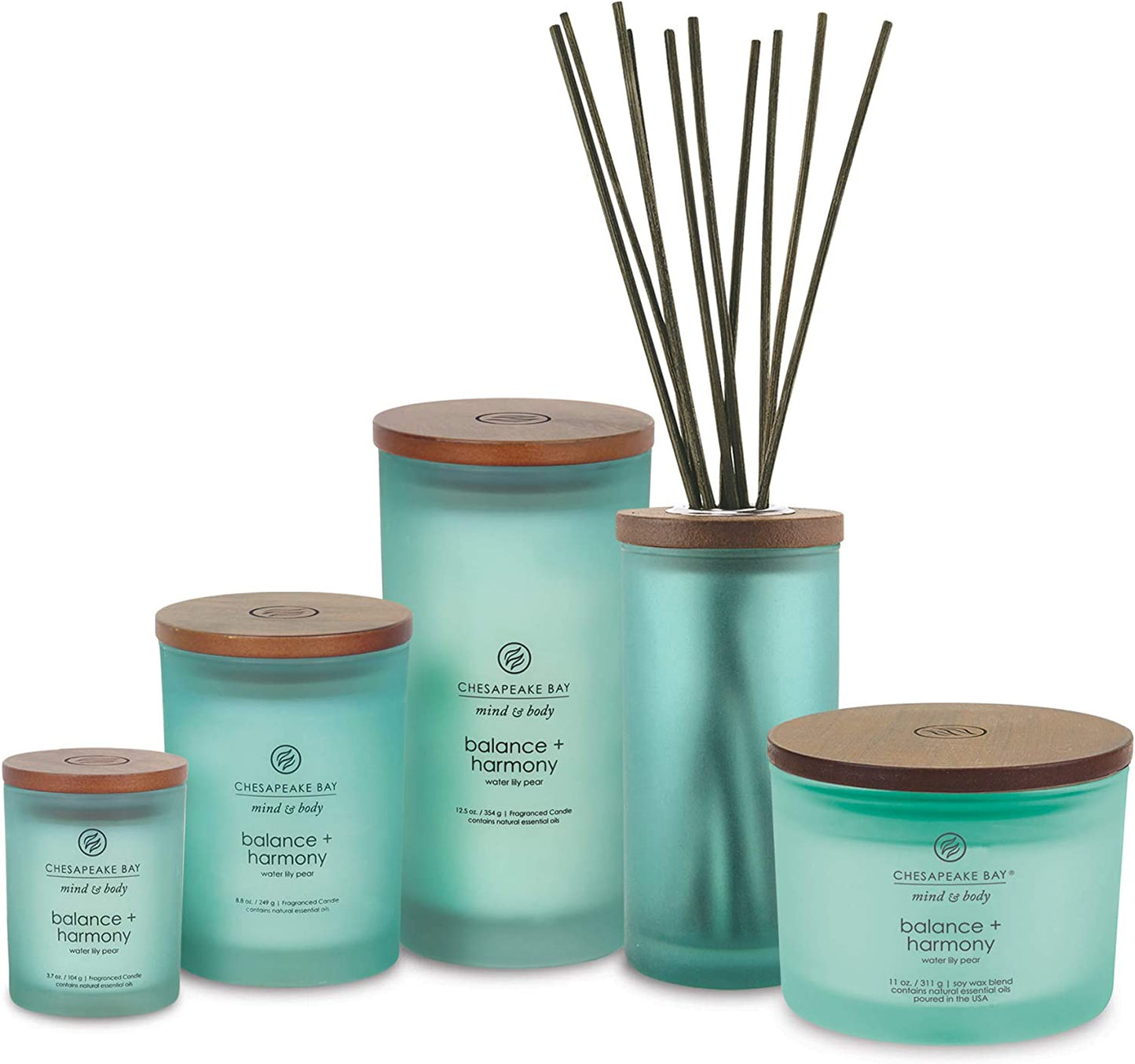 Chesapeake Bay Balance + Harmony Scented Candle Water Lily Pear Fragrance 50 Hours Burn Time Warm & Decorative Soy Wax Blend