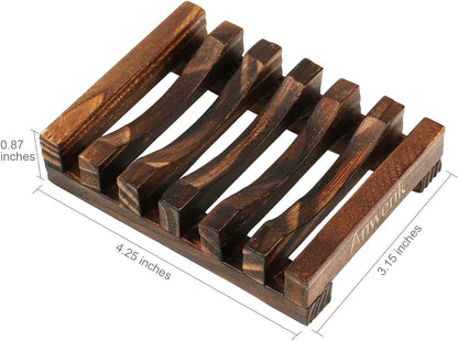 Wooden Soap Dish Hand Crafted Rectangular Sink Drainer for Soap, Sponges and More (1 Pack)
