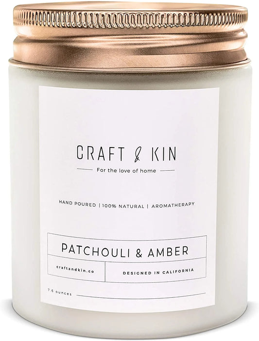 Indulge Your Senses with  Patchouli & Amber Aromatherapy Soy Candles - 8 Oz
