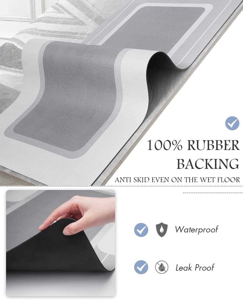 -Bath Mat-Bathroom Mat Rug Non Slip Super Absorbent Stain Resistant Quick Dry Thin Bathroom Rug-Bath Mats for Bathroom Floor Bathtub Vanity-Bathmat Bath Rug Easy Care-17"X27" Grey