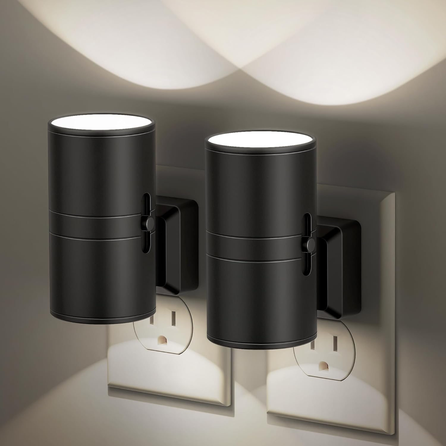 Night Lights Plug into Wall, Dimmable Night Light Plug In, Modern Night Lights with Dusk to Dawn Light Sensor, Soft White 3000K, 0-100LM Adjustable Brightness Nightlight for Hallway Bedroom, 2 Pack