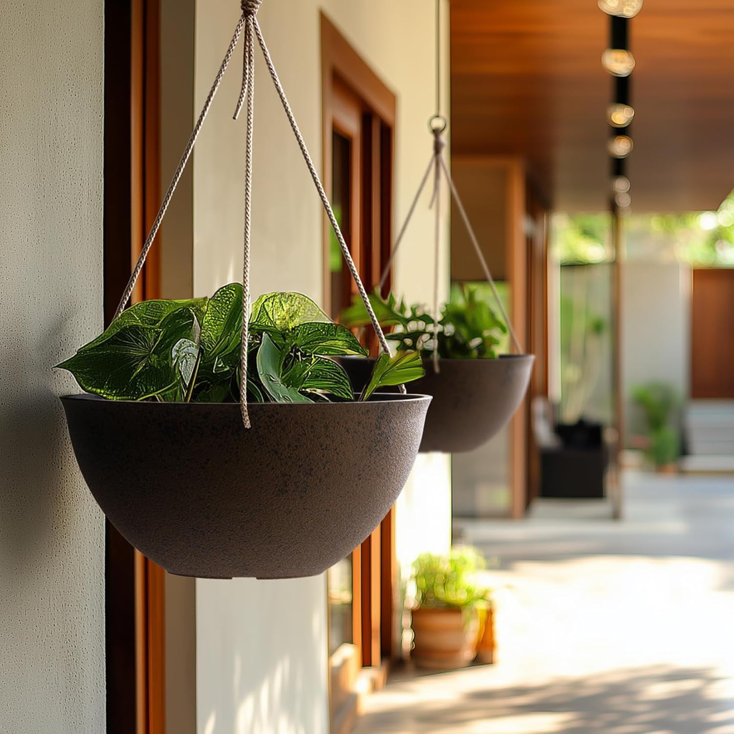 Large Hanging Planters - 13 Inch Flower Pots Outdoor Indoor, Hanging Garden Planters Set of 2, New Iron Color