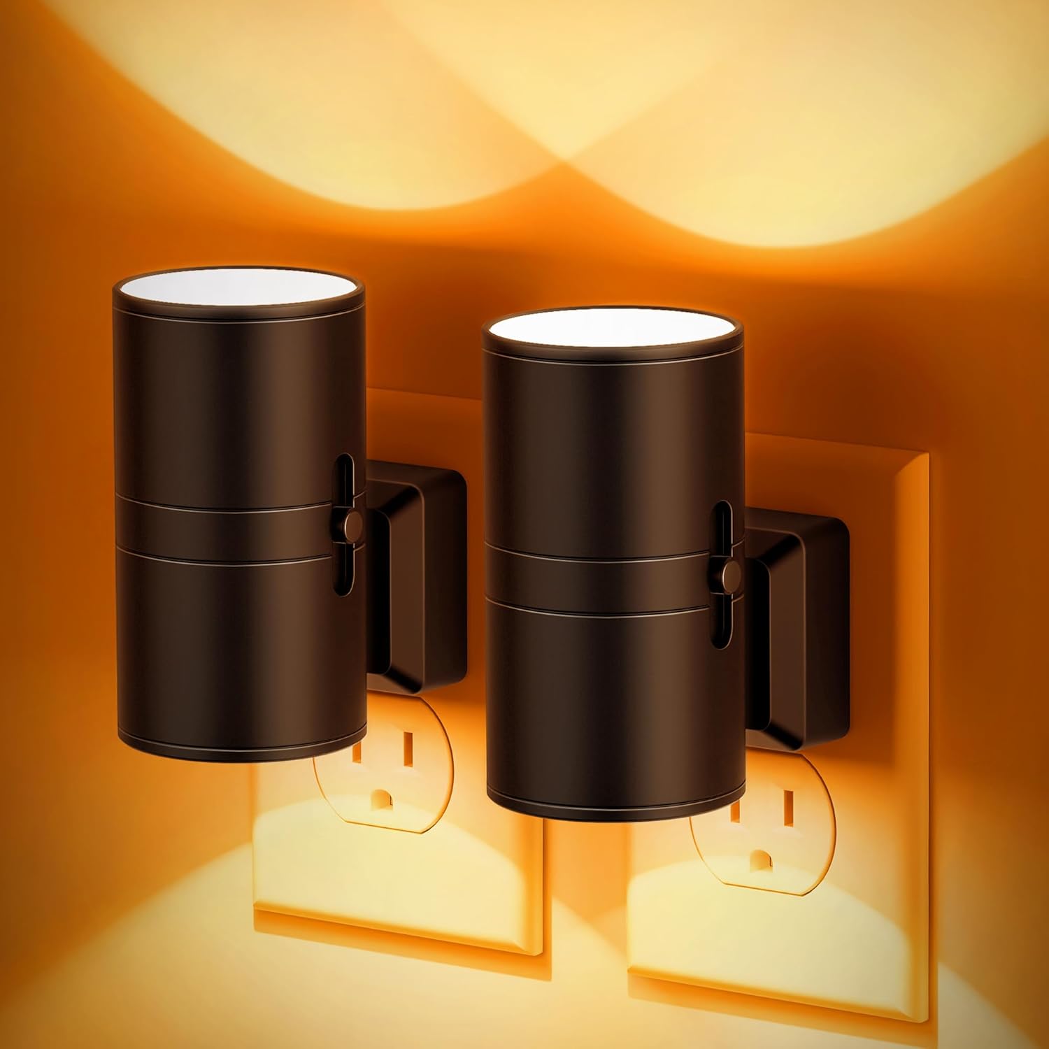 Night Lights Plug into Wall, Dimmable Night Light Plug In, Modern Night Lights with Dusk to Dawn Light Sensor, Soft White 3000K, 0-100LM Adjustable Brightness Nightlight for Hallway Bedroom, 2 Pack