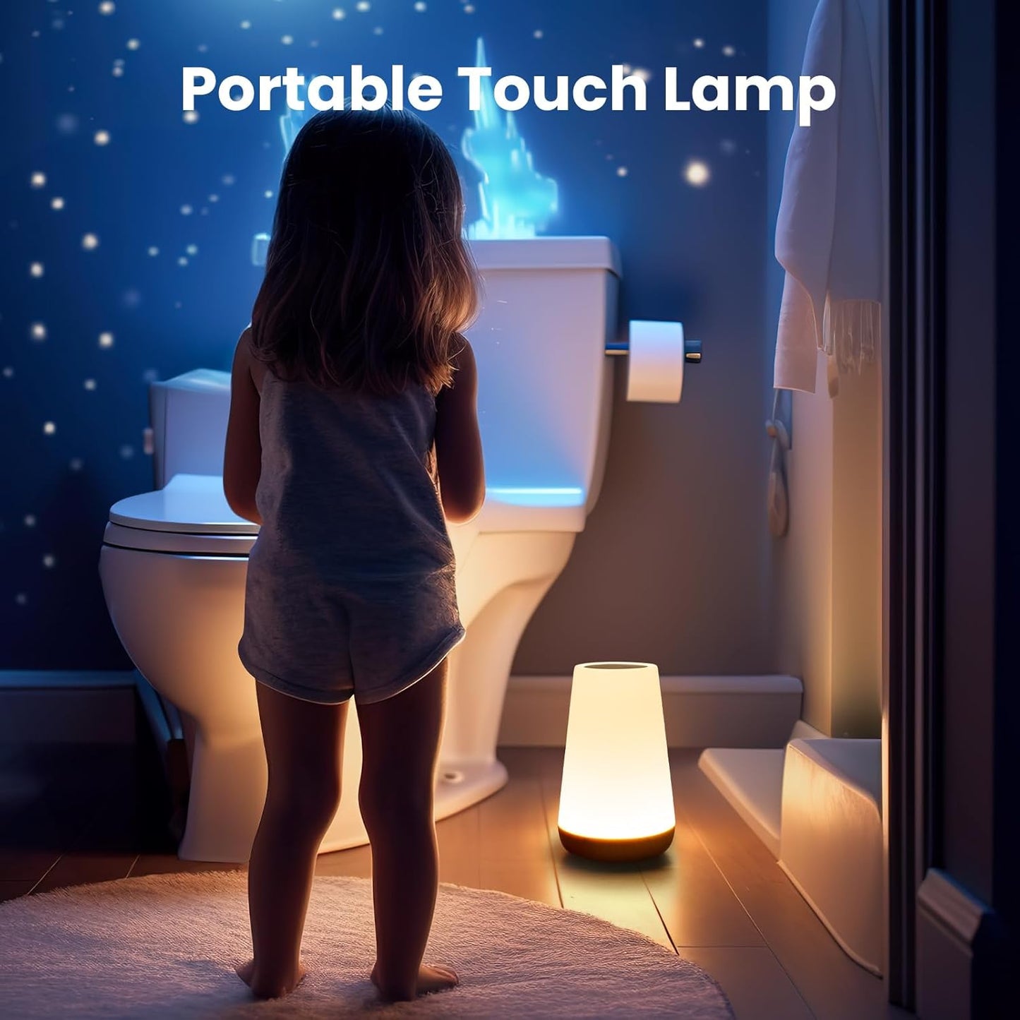 Night Light, Dimmable Touch Lamp for Bedroom, Portable Table Bedside Lamp, 5 Brightness 13 RGB Colors, Night Lights for Baby Nursery Bathroom