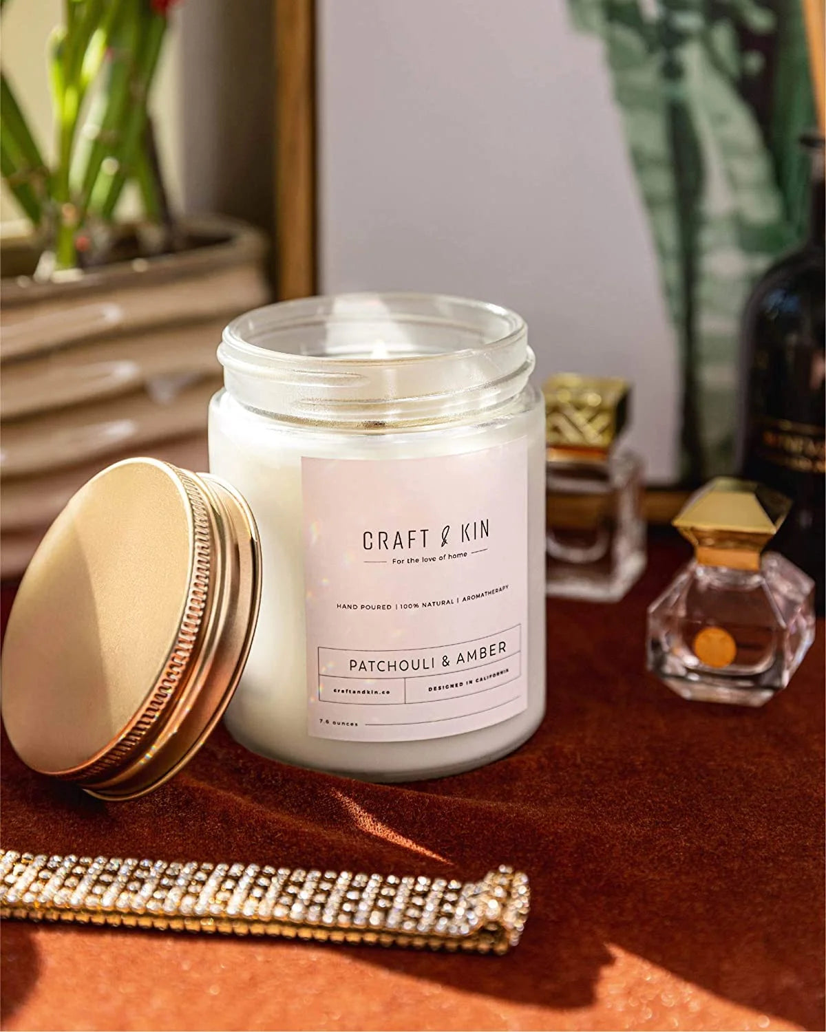 Indulge Your Senses with  Patchouli & Amber Aromatherapy Soy Candles - 8 Oz