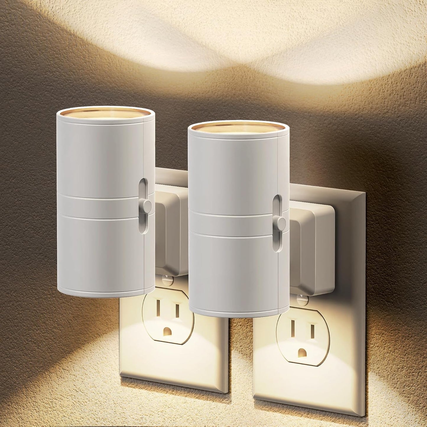 Night Lights Plug into Wall, Dimmable Night Light Plug In, Modern Night Lights with Dusk to Dawn Light Sensor, Soft White 3000K, 0-100LM Adjustable Brightness Nightlight for Hallway Bedroom, 2 Pack
