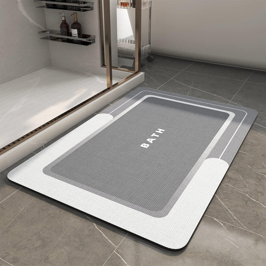-Bath Mat-Bathroom Mat Rug Non Slip Super Absorbent Stain Resistant Quick Dry Thin Bathroom Rug-Bath Mats for Bathroom Floor Bathtub Vanity-Bathmat Bath Rug Easy Care-17"X27" Grey