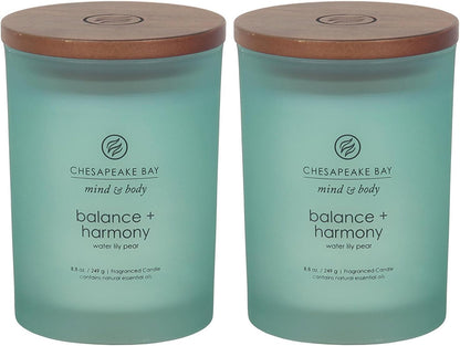 Chesapeake Bay Balance + Harmony Scented Candle Water Lily Pear Fragrance 50 Hours Burn Time Warm & Decorative Soy Wax Blend