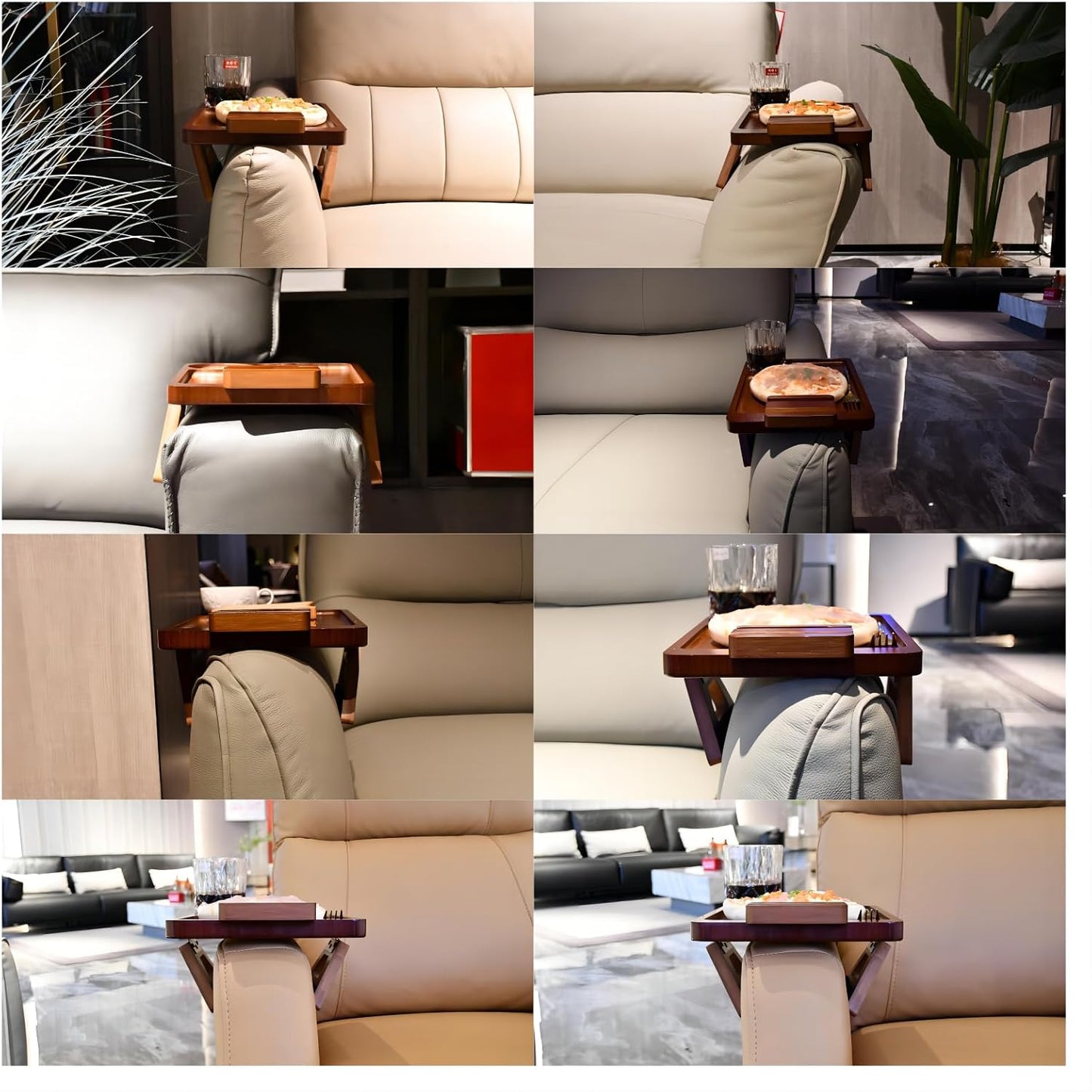 Couch Arm Tray Table Clip on Sofa, Armrest TV Tray Table with 360° Rotating Phone Holder, Sofa Chair Side Table, Gift for Mom Dad or Friends 11.8'' with Logo of Tree of Life