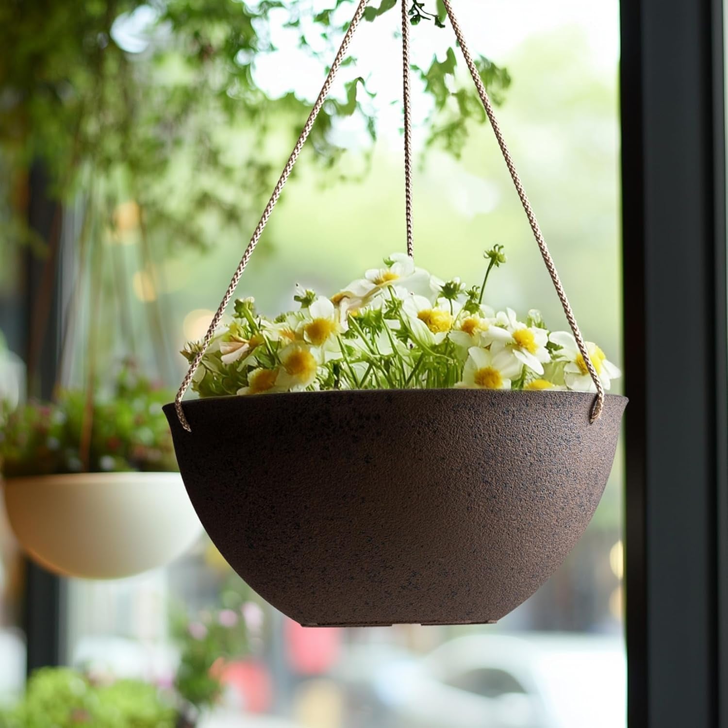 Large Hanging Planters - 13 Inch Flower Pots Outdoor Indoor, Hanging Garden Planters Set of 2, New Iron Color