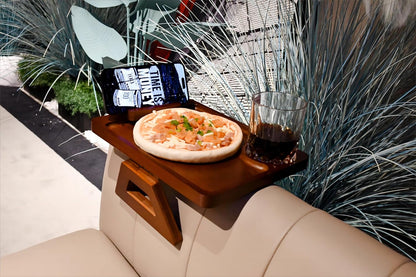Couch Arm Tray Table Clip on Sofa, Armrest TV Tray Table with 360° Rotating Phone Holder, Sofa Chair Side Table, Gift for Mom Dad or Friends 11.8'' with Logo of Tree of Life