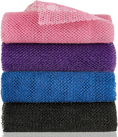African Exfoliating Net, 4 Pieces African Net Sponge, Nylon African Bath Sponge Net, African Net Long Net Bath Sponge Shower Body Scrubber