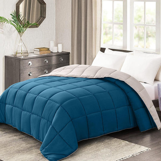 Comforter King Size - Teal Duvet Insert down Alternative Bed King Comforter, Lightweight Bedding Comforters Quilted Soft All Season Reversible Teal/Ivory