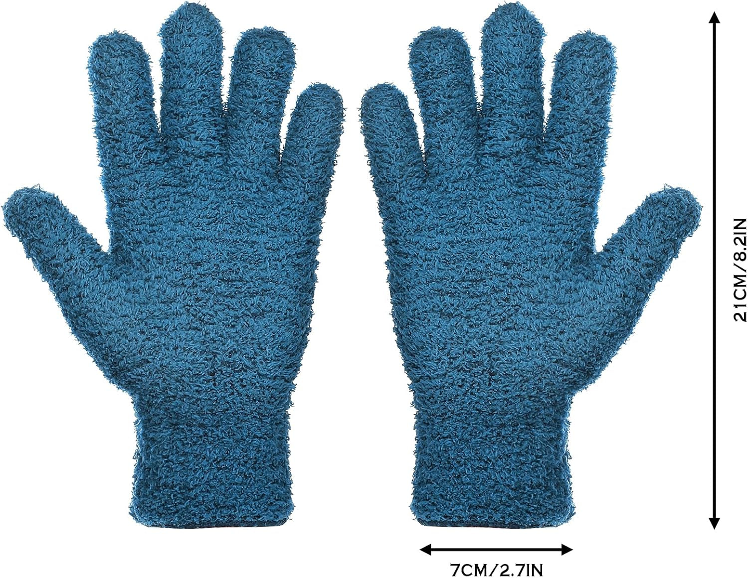 2 Pairs Microfiber Gloves for Plants Dusting Cleaning Glove Mittens House Cars Blinds Dusting(Blue, Large)