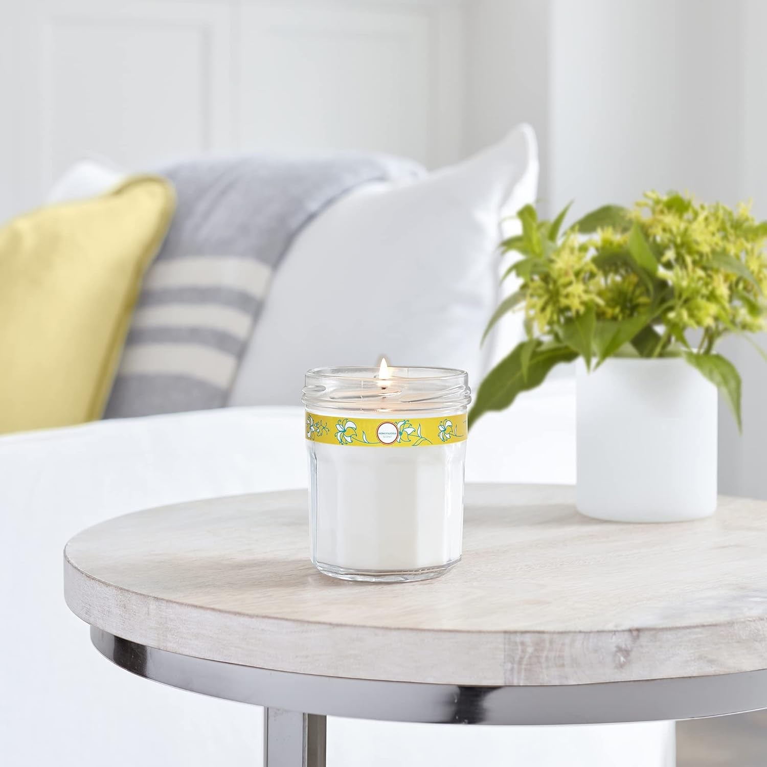 CLEAN DAY Soy Aromatherapy Candle, 35 Hour Burn Time, Made with Soy Wax and Essential Oils, Honeysuckle, 7.2 Oz