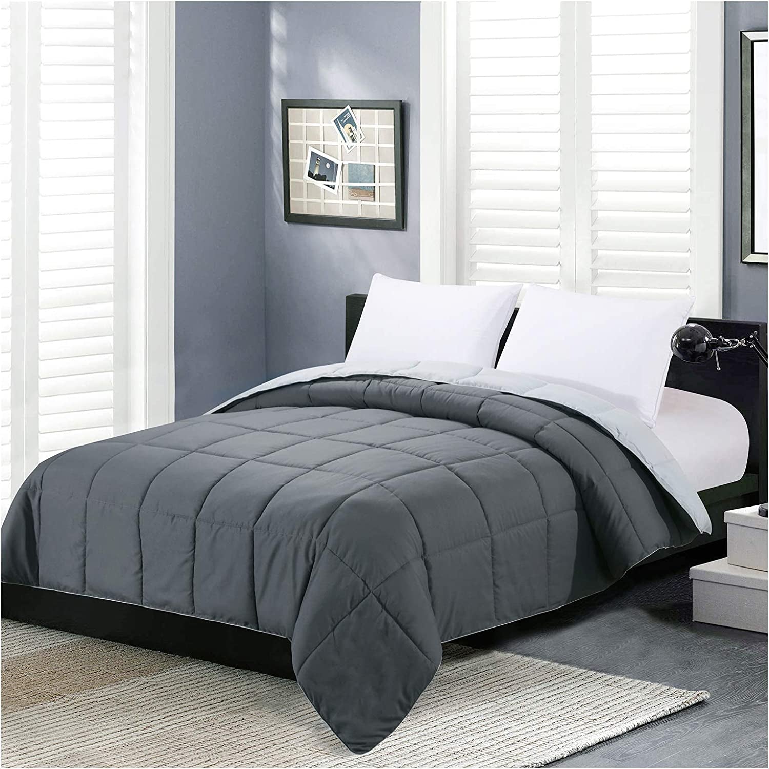 Comforter King Size - Teal Duvet Insert down Alternative Bed King Comforter, Lightweight Bedding Comforters Quilted Soft All Season Reversible Teal/Ivory