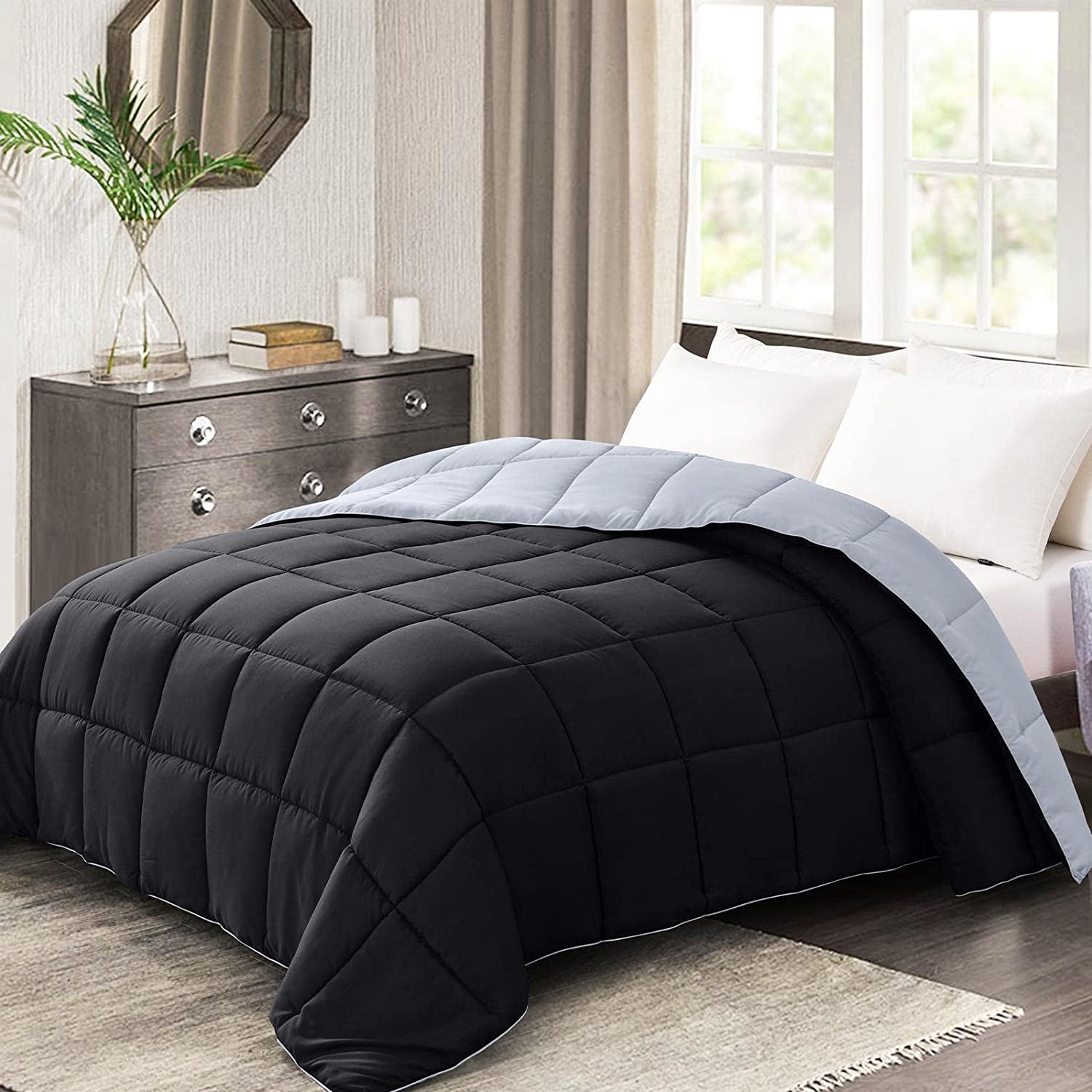 Comforter King Size - Teal Duvet Insert down Alternative Bed King Comforter, Lightweight Bedding Comforters Quilted Soft All Season Reversible Teal/Ivory