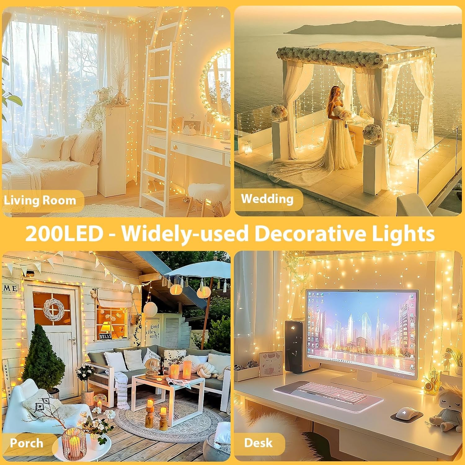 Extra-Long 66FT String Lights Outdoor/Indoor, 200 LED Super Bright Christmas Lights for Bedroom, Waterproof 8 Modes Plug in Twinkle Fairy Light for Classroom Christmas Tree Decorations (Warm White)