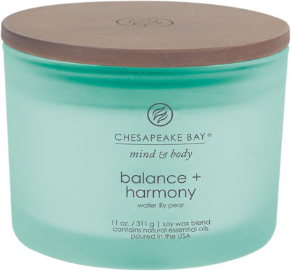 Chesapeake Bay Balance + Harmony Scented Candle Water Lily Pear Fragrance 50 Hours Burn Time Warm & Decorative Soy Wax Blend