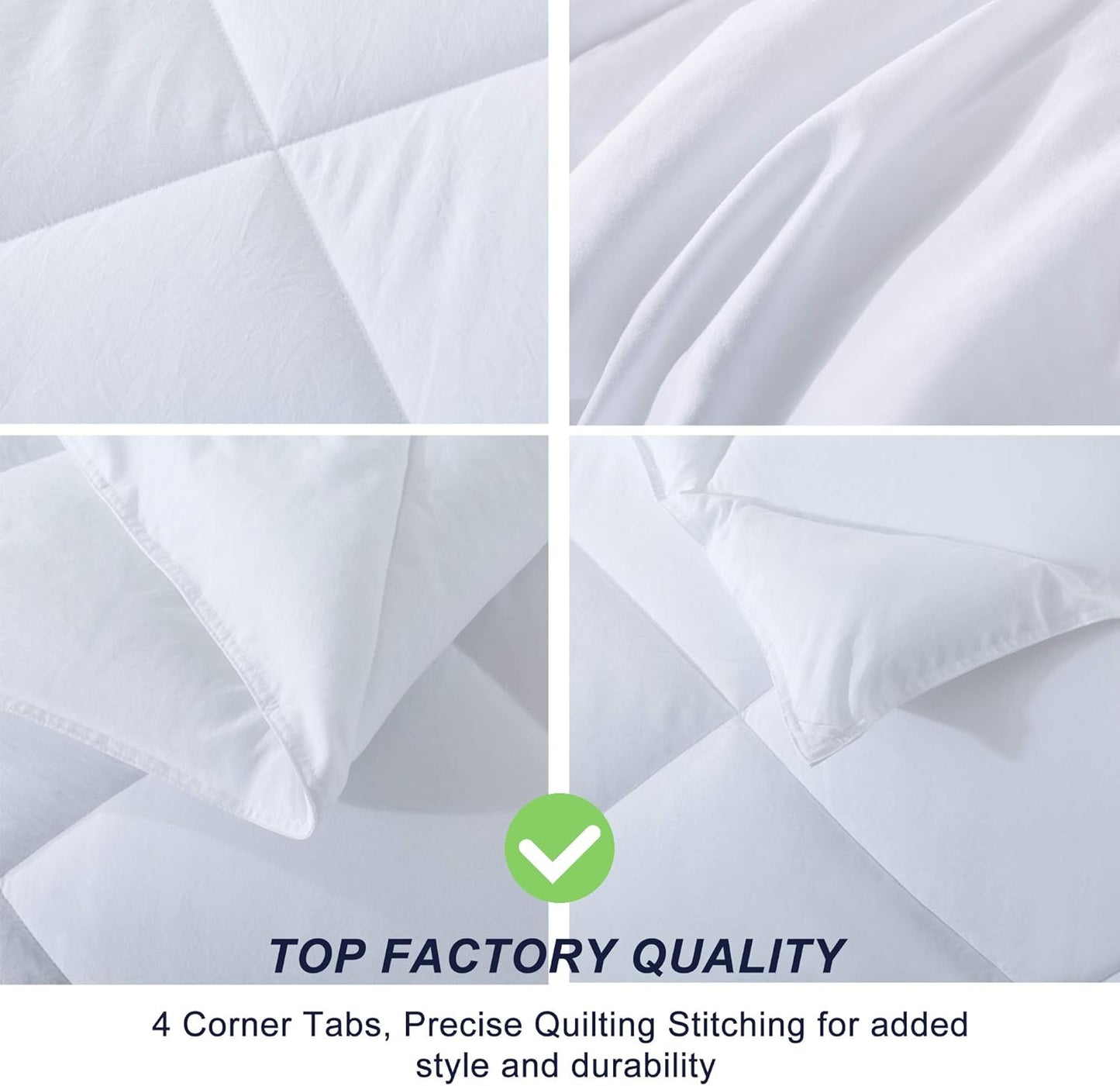 102X90 Easy-Clean Reversible Comforter Set - 2 Solid Color Plush down Alternative Fluffy, Ultra Soft, Machine Washable Bedding Duvet Insert, Extra Warm King, White