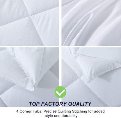 102X90 Easy-Clean Reversible Comforter Set - 2 Solid Color Plush down Alternative Fluffy, Ultra Soft, Machine Washable Bedding Duvet Insert, Extra Warm King, White