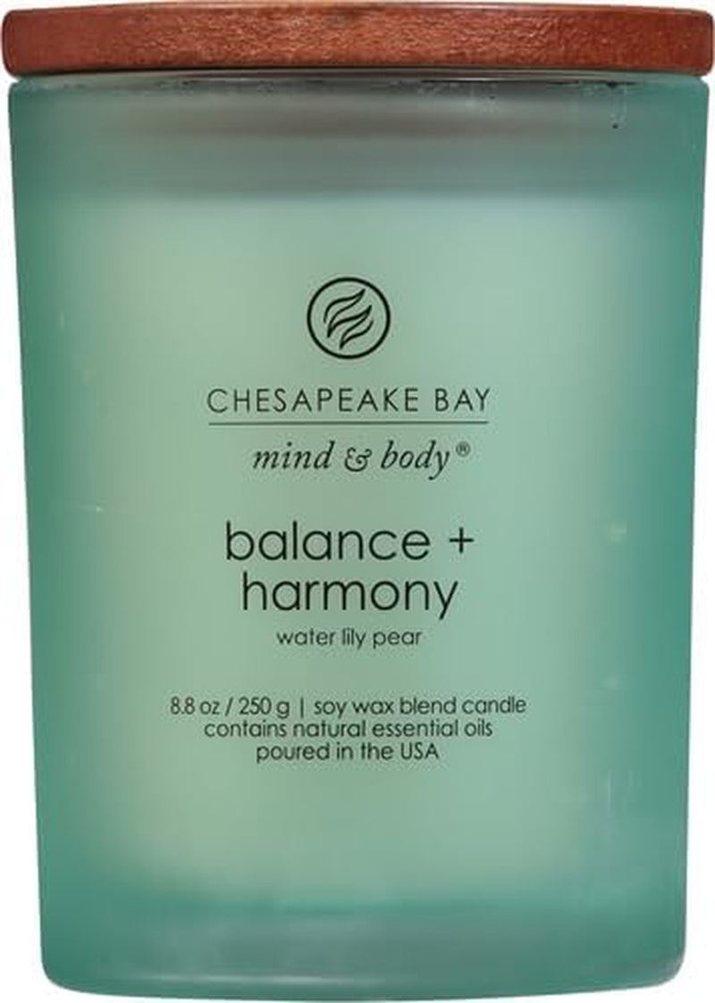 Chesapeake Bay Balance + Harmony Scented Candle Water Lily Pear Fragrance 50 Hours Burn Time Warm & Decorative Soy Wax Blend