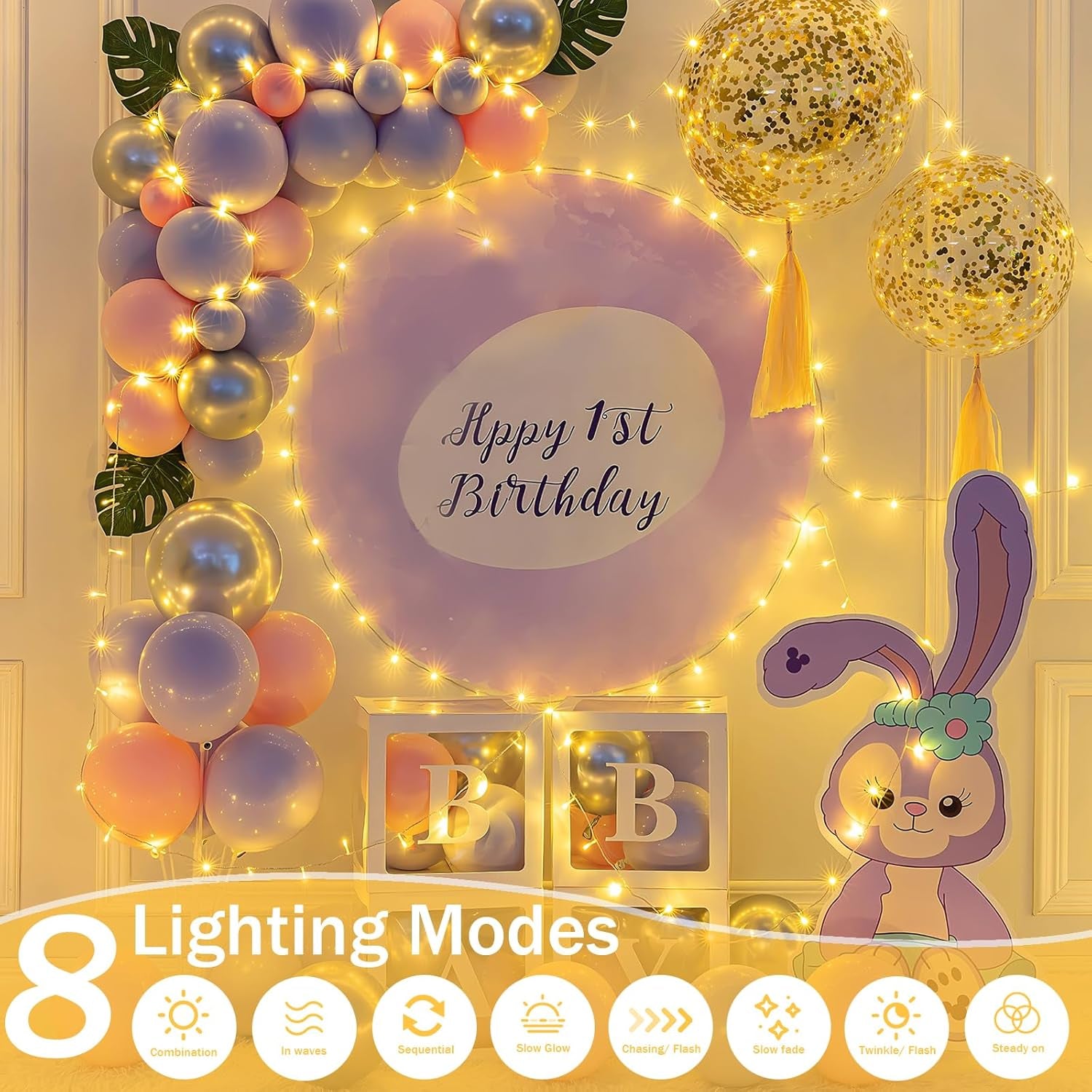 Extra-Long 66FT String Lights Outdoor/Indoor, 200 LED Super Bright Christmas Lights for Bedroom, Waterproof 8 Modes Plug in Twinkle Fairy Light for Classroom Christmas Tree Decorations (Warm White)